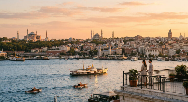 Bosporus und Großstadtpanorama als Bild für den starken ersten Eindruck, den die Türkei hinterlässt