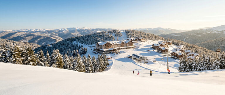 Winterliche Atmosphäre der Türkei mit einer Landschaft, deren Charakter der Schnee verstärkt